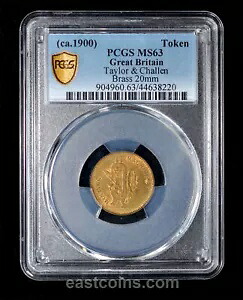 PCGS MS63 1900 イギリス バーミンガム テイラー & チャレン造幣局トークン