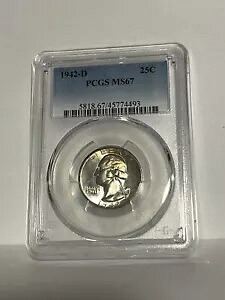 1942-D 米国シルバークォーター。 PCGS MS67。|WORLD RESOURCE【KING店】