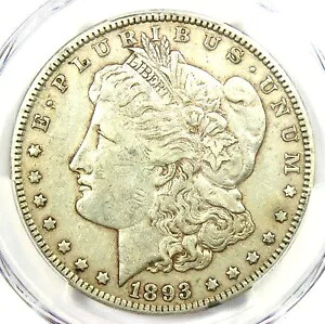 1893 モーガン シルバー 1 ドル コイン - 認定 PCGS VF35 - 希少な日付です。