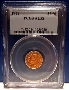1911 $2.50 インディアン ヘッド ゴールド クォーター イーグル PCGS グレード AU58｜WORLD RESOURCE【KING店】