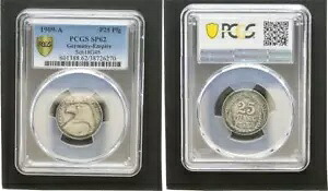 カイザーライヒ 25 フェニヒ サンプル鋳造 PCGS SP62 ほぼ未流通 243,045円