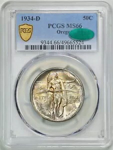 1934-D 50C オレゴン トレイル記念ハーフダラー MS66 PCGS CAC 49665524|WORLD RESOURCE【KING店】