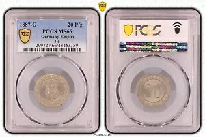 コイン ペニー エンパイア 20 フェニヒ 1887 G PCGS MS66 素晴らしい標本 nswleipzig｜WORLD RESOURCE【KING店】
