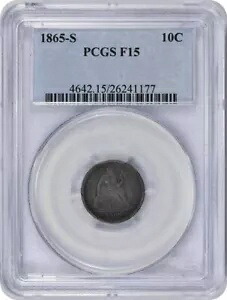 1865-S リバティ シーテッド シルバー ダイム F15 PCGS｜WORLD RESOURCE【KING店】 244,530円