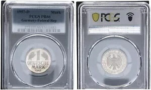 1 DM 1957 D ポリッシュ プレート エディション 200 枚 コイン PCGS PR66 94694-