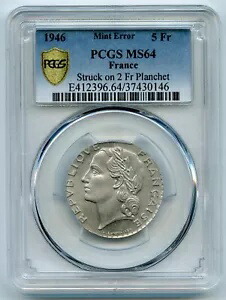 ミント フォーテ 5 フラン 1946 ミント 2 フランの 1 フラン PCGS MS 64