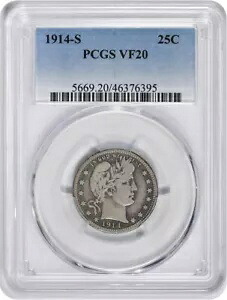1914-S バーバー シルバー クォーター VF20 PCGS｜WORLD RESOURCE【KING店】
