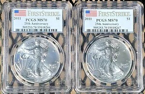 2011 USD $1 2 トロイ オンス シルバー アメリカン イーグル PCGS MS70 ファースト ストライク シーケンシャル #S|WORLD RESOURCE【KING店】