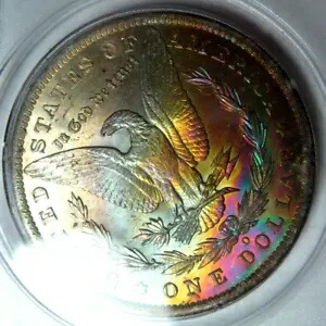 1885-O レインボー モーガン ドル~PCGS ラトラー MS64~鮮やかなカラフルなリバース トーニング *｜WORLD RESOURCE【KING店】