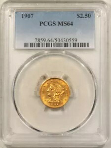 1907 $2.50 リバティ ゴールド クォーター イーグル - PCGS MS-64｜WORLD RESOURCE【KING店】