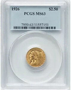 1926 インディアン ヘッド $2.5 クォーター イーグル ゴールド PCGS MS63｜WORLD RESOURCE【KING店】