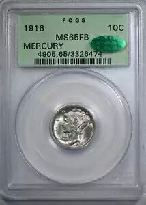 1916 マーキュリー ダイム 10C PCGS MS65FB CAC OGH - フルバンド｜WORLD RESOURCE【KING店】