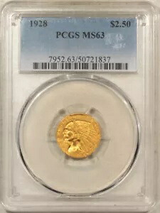 1928 $2.50 インディアン ゴールド クォーター イーグル - PCGS MS-63｜WORLD RESOURCE【KING店】