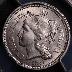1873 PCGS MS64 オープン 3 スリーセント ニッケル 商品番号 P19110｜WORLD RESOURCE【KING店】