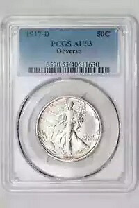 1917-D 表側ウォーキング リバティ ハーフダラー PCGS AU53｜WORLD RESOURCE【KING店】
