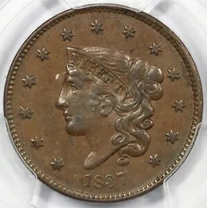 1837 1c ミディアム レター マトロン ヘッド ラージ セント PCGS AU 53｜WORLD RESOURCE【KING店】