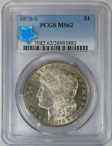 1878 S モーガン シルバー ドル # PCGS MS 62 レア バム 50 ラバ ウィング ヒット リスト 40｜WORLD RESOURCE【KING店】