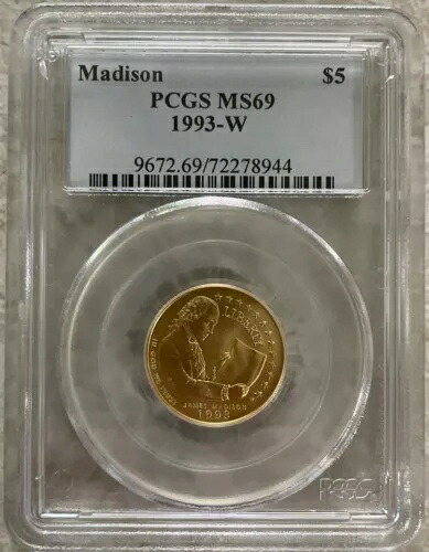 1993-W ジェームズ マディソン $5 ゴールド記念 PCGS MS69｜WORLD RESOURCE【KING店】 555,500円