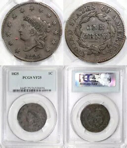 1825 1c コロネットまたはマトロン ヘッド ラージ セント PCGS VF 25｜WORLD RESOURCE【KING店】