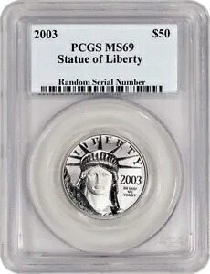 2003 $50 アメリカン プラチナ イーグル 1/2 オンス .9995 PCGS MS69 宝石未流通コイン｜WORLD RESOURCE【KING店】