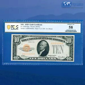 Fr.2400 1928 $10 10 ドル金証明書、金シール、PCGS Ch AU 58 #49690｜WORLD RESOURCE【KING店】