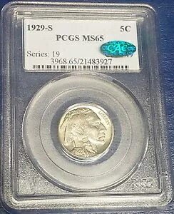 1929 S バッファロー ニッケル - CAC PCGS MS65 ゴージャス ブラスト ホワイト + 送料無料｜WORLD RESOURCE【KING店】