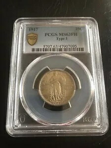 1917 タイプ 1 フルヘッド スタンディング リバティ シルバー クォーター 25C PCGS MS 63 FH｜WORLD RESOURCE【KING店】