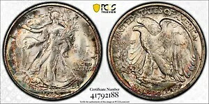1945-S ウォーキング リバティ ハーフダラー PCGS MS66+ - PQ ジェム アイ アピール トナー!｜WORLD RESOURCE【KING店】