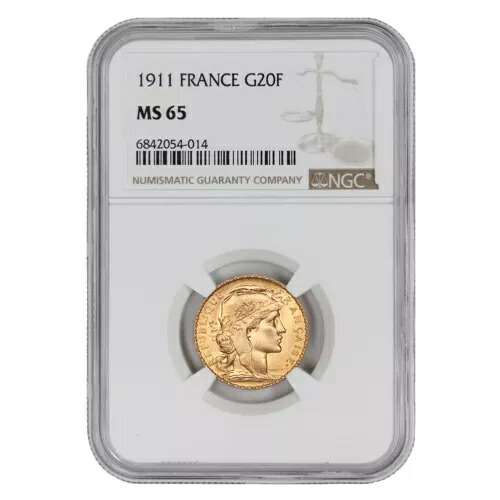 フランス 1911 ゴールド 20 FR ルースター NGC MS65 フランス世界地金フラン コイン｜WORLD RESOURCE【KING店】