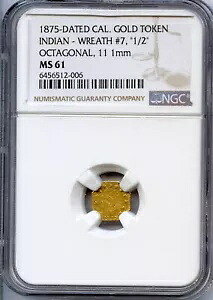 1875 1/2 IND カリフォルニアゴールド、BG-933 ハイブリッド / NGC MS61!希少品種｜WORLD RESOURCE【KING店】