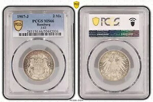 コイン シルバー ハンブルク 2 マーク 1907 PCGS MS66 極上のハイグレード nswleipzig|WORLD RESOURCE【KING店】
