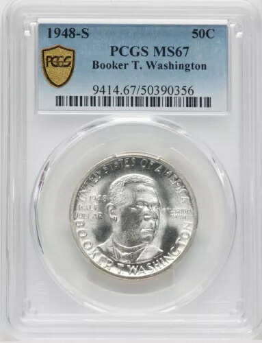 1948-S US シルバー記念 50C ブッカー T. ワシントン - PCGS MS67｜WORLD RESOURCE【KING店】