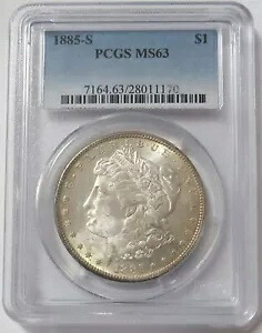 1885 S モーガン シルバー 1 ドル コイン PCGS ミント ステート 63｜WORLD RESOURCE【KING店】