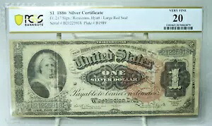 1886年 $1 シルバー証明書 大きな赤いシール Fr.217 PCGS F20 コメントなし #5918｜WORLD RESOURCE【KING店】