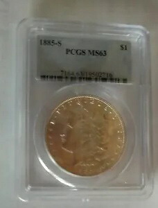 1885-S モーガン シルバー ダラー PCGS MS 63。モーガン レア ロー ミント。 FV85PS｜WORLD RESOURCE【KING店】