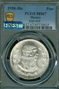 1958 メキシコ シルバー 1 ペソ PCGS MS67 PQ MAC 最高級グレード MAC スポットレス *｜WORLD RESOURCE【KING店】