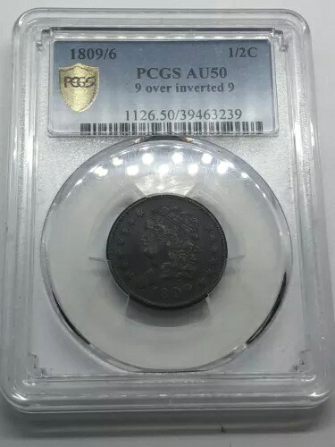 1809/6 ハーフセント PCGS AU50 1/2C 9 オーバーインバーテッド 9!非常に珍しい初期の銅貨**｜WORLD RESOURCE【KING店】