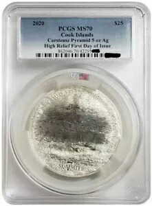 2020 $25 クックアイランド 7 サミット CARSTENSZ ピラミッド PCGS MS70 FDOI 5 オンス シルバー コイン。｜WORLD RESOURCE【KING店】