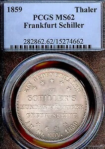 ドイツの州 フランクフルト 1859 ターラーコイン Thaler PCGS MS62 VZ/F.STG UNC シラー｜WORLD RESOURCE【KING店】