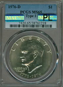 1976 D タイプ 1 アイゼンハワー ドル PCGS MS65 MAC PL MAC スポットレス レア *｜WORLD RESOURCE【KING店】