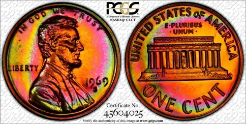 1969-S リンカーン セント PCGS PR67RB レインボー調色｜WORLD RESOURCE【KING店】