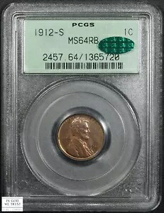 1912 S レッドブラウン リンカーン ウィート カッパー セント OGH オールド グリーン ホルダー PCGS MS64 RB CAC｜WORLD RESOURCE【KING店】