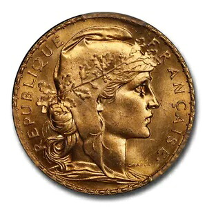 1911 フランス ゴールド 20 フラン ルースター MS-66 PCGS｜WORLD RESOURCE【KING店】 559,900円