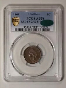 1864-L 1C L オン リボン RPD FS-2303 S-4 インディアン セント - タイプ 3 ブロンズ PCGS AU58BN...｜WORLD RESOURCE【KING店】