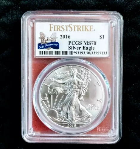 PCGS 2016 MS70 アメリカン シルバー イーグル 30 周年記念ファースト ストライク ラベル - A1!｜WORLD RESOURCE【KING店】