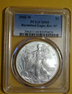 2008-W $1 アメリカン シルバー イーグル バーニッシュド リバース オブ 2007 SP69 PCGS (97)｜WORLD RESOURCE【KING店】