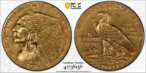 1914 D $2.50 ゴールド インディアン ヘッド クォーター イーグル PCGS AU53 米国造幣局コイン|WORLD RESOURCE【KING店】