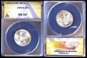 1939-S 25C ANACS MS64 PQ ワシントン クォーター｜WORLD RESOURCE【KING店】