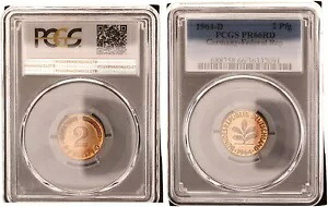 Frg 2 フェニヒ 1964 D 通貨コインのみ 40 鋳造プルーフ PR66RD 109660｜WORLD RESOURCE【KING店】