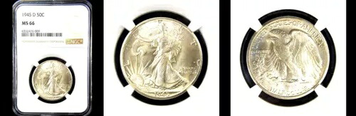 1945-D 50C NGC MS66- PQ ウォーキング リバティ ハーフ｜WORLD RESOURCE【KING店】